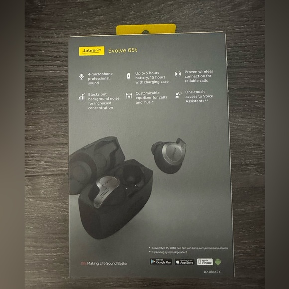 Jabra Evolve 65t Wireless Earbuds (brand new, never unopened packaging) - Picture 2 of 2